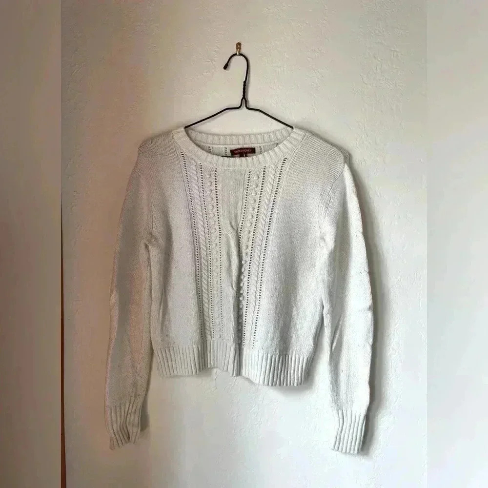 Hive & Honey Cream Angora Blend Cable Knit Sweater size medium​​